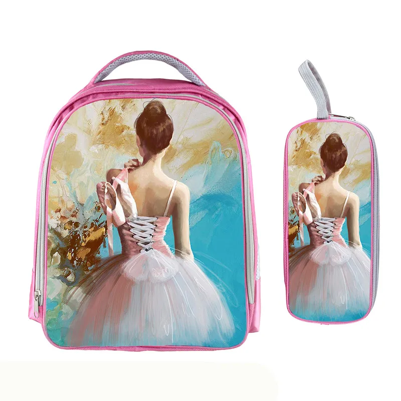 Розовый Балерина живопись книга рюкзак девушки Bookbag балетки школьные сумки детские рюкзаки для подростков девочек лучший подарок