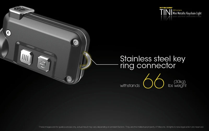 Микро-usb зарядка Nitecore TINI 380 люмен мини металлический брелок Светильник Встроенный 280mAh литий-ионный аккумулятор
