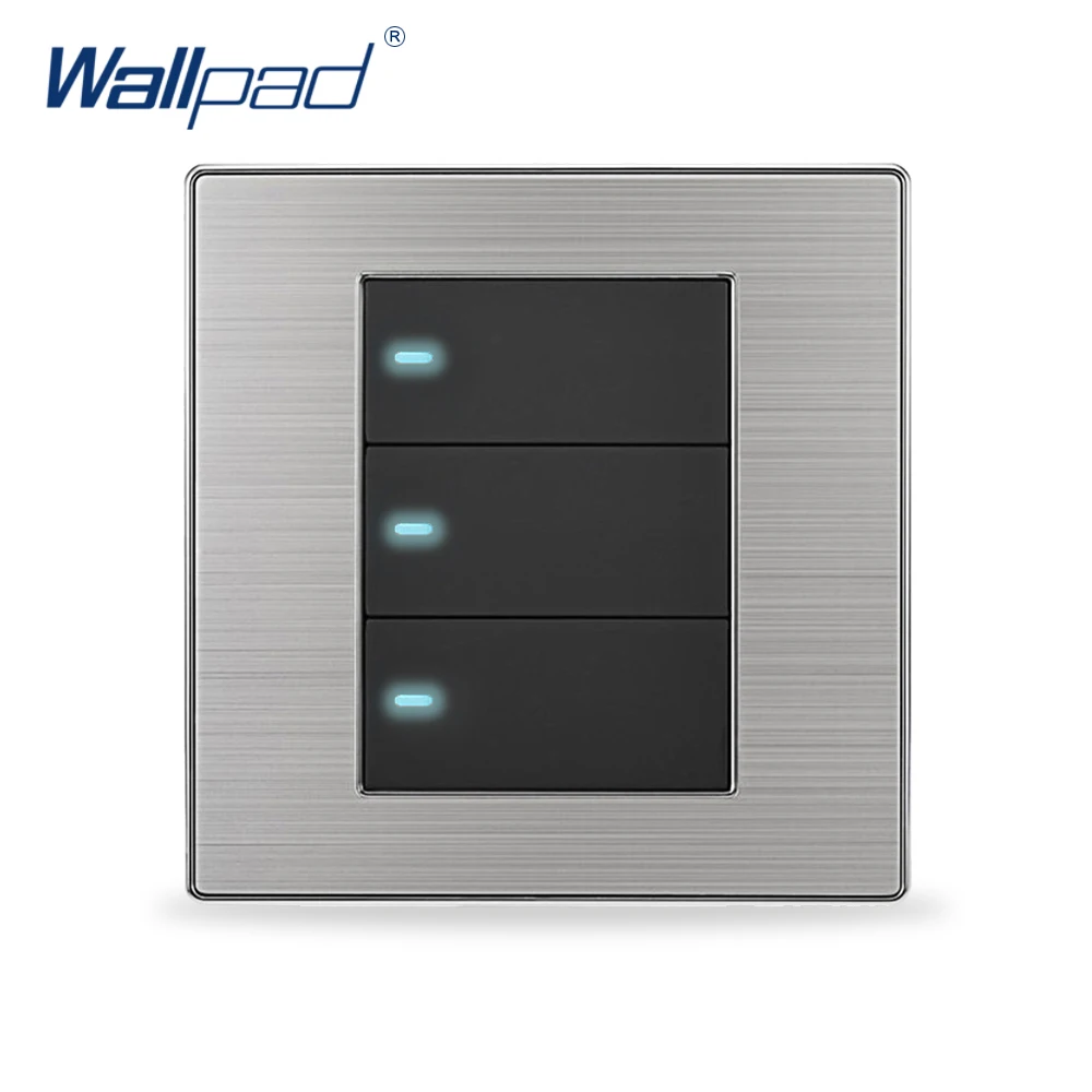 

Hot Sale 3 Gang 1 Way Wall Light Switch Wallpad Luxury Push Button Switches LED Indicator Interrupteur 10A AC 110~250V