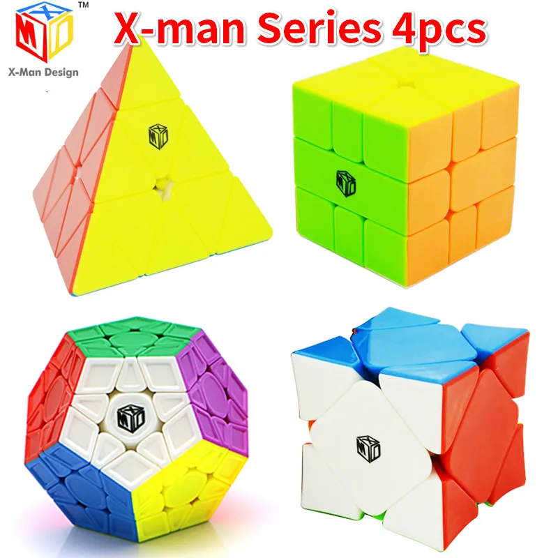 4pcs Qiyi X-MAN Galaxy V2+Volt SQ-1+Wingy Skew+Bell Triangle XMD Speed Mofangge MagicCube Puzzle Pyramin Square 1 Toys FOR Child