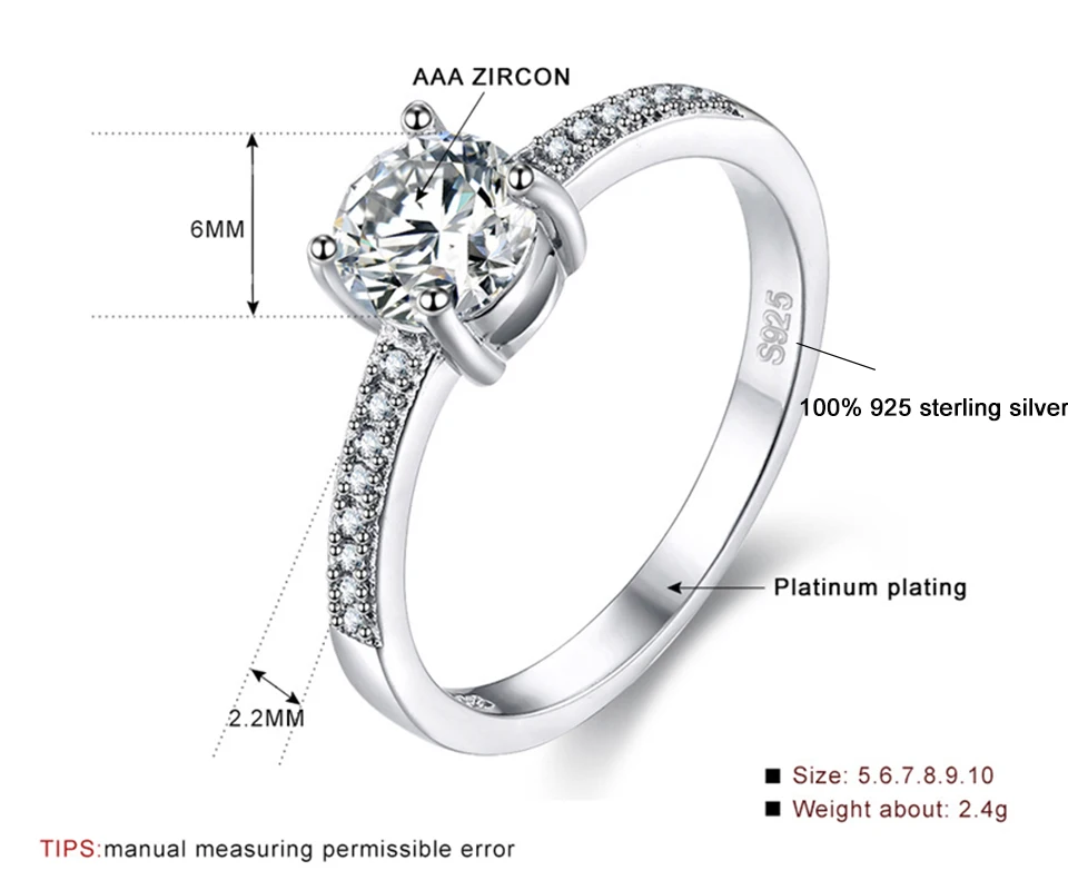 ORSA JEWELS Настоящее 925 пробы Серебряное женское кольцо AAA блестящее кубическое циркониевое зубчатое женское роскошное свадебное кольцо ювелирное изделие SR56