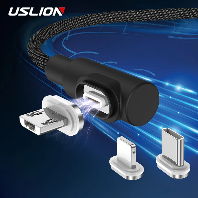 USLION Магнитный кабель Micro usb type C быстрое зарядное устройство для iPhone XS X 8 7 магнит