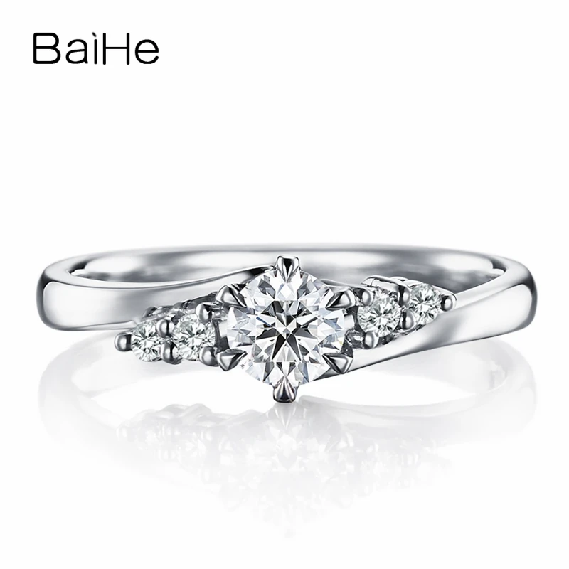 Женское кольцо для помолвки BAIHE однотонное Золотое 10 к (AU417) 0 25 карат|Кольца| |