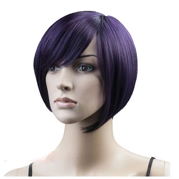 purple HAIRJOY женские модные коричневые прямые короткие синтетические волосы парики 6 цветов - Цвет: purple