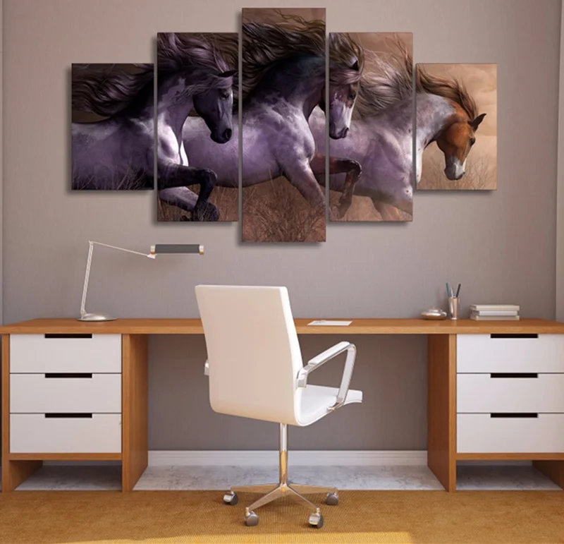 5 шт. Картина на холсте с изображением животных Настенная картина лошадь печать