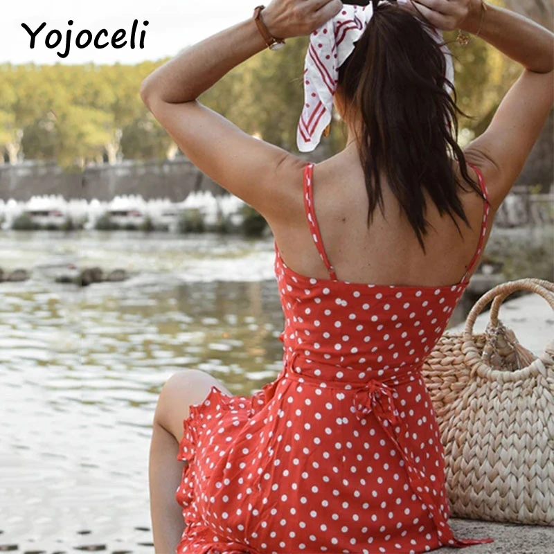 Yojoceli 2018 новый летний старт печати Раффлед сарафан для женщин v образным вырезом