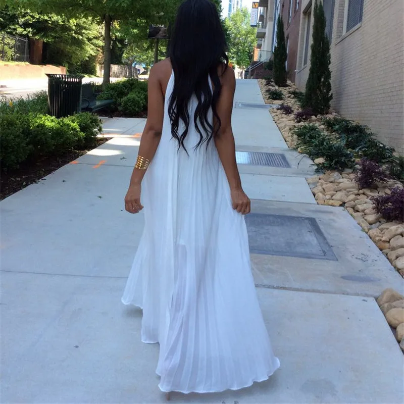 Santune Fashion Sleeveless Halter Neck Chiffon Summer Maxi Dress 2017 Elegant Womne Party Ankle Length Dresses Vestidos | Женская одежда