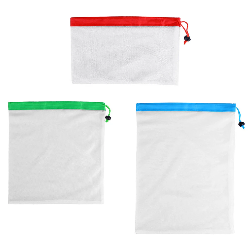 High Quality Reusable Mesh Bags Kitchen Washable Bags for Grocery Shopping Storage Fruit Vegetable Toys Sundries Organizer Bag