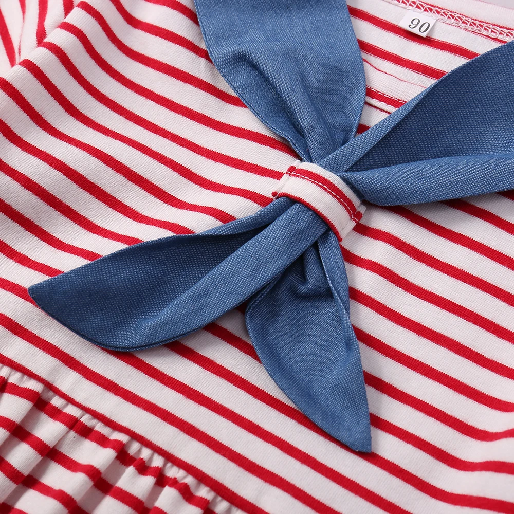 Модное Полосатое платье принцессы с длинным рукавом для девочек элегантное