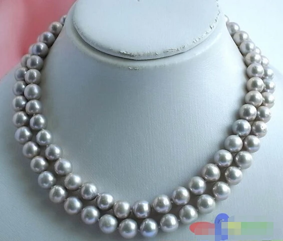Wholesale FREE SHIPPING &gt&gt&gt 2ROW 11MM ROUND GRAY FRESHWATER CULTURED PEARL NECKLACE p822 | Украшения и аксессуары