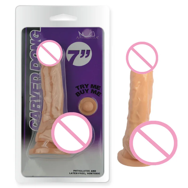 1 шт. женский фаллоимитатор на присоске для мастурбации телесный/коричневый