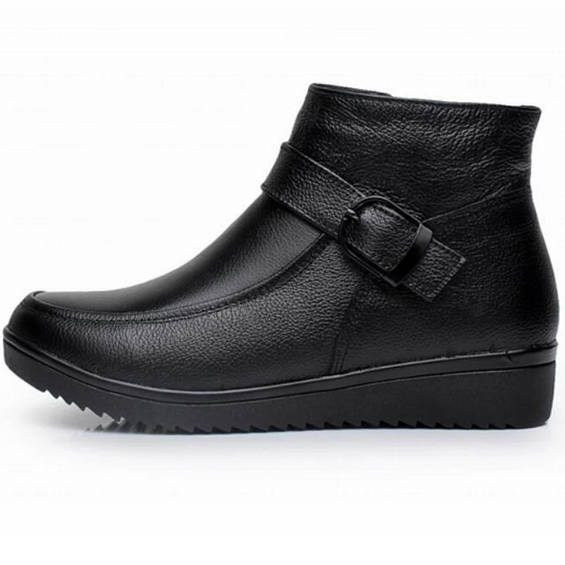 

MVVJKE Women boots women genuine leather winter boots warm plush autumn boots winter wedge shoes woman ankle boots size 33-43