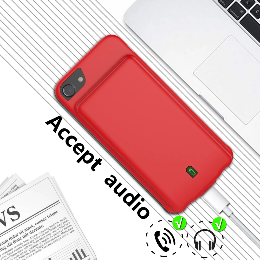Чехол для Iphone 7, мягкий, умный, для Iphone 6S, 7, 8, чехол для зарядки, 4500 мА/ч, аудиовыход, чехол для Iphone 6, чехол для аккумулятора