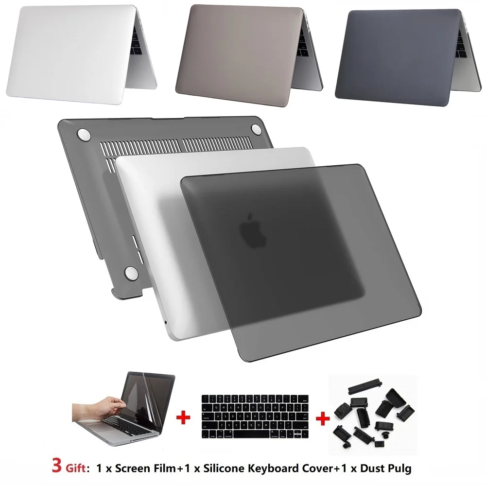 4 в 1 матовый чехол для ноутбука + клавиатуры Apple Macbook Pro Retina Air 11 12 13 15 дюймов Touch Bar