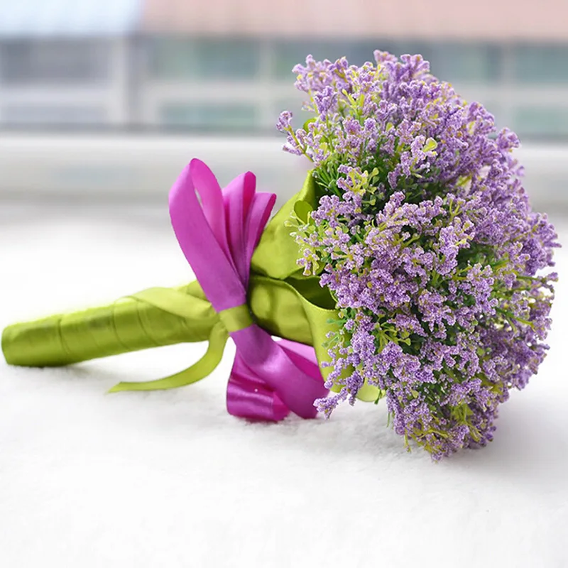 Новое поступление 2016 фиолетовый свадебный букет искусственные цветы на заказ
