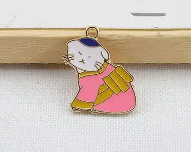as shown MRHUANG 10 шт./упак. девушка кот Кролик цветок эмаль подвески DIY браслет ожерелье ювелирные изделия аксессуары ручной работы Япония - Окраска металла: as shown