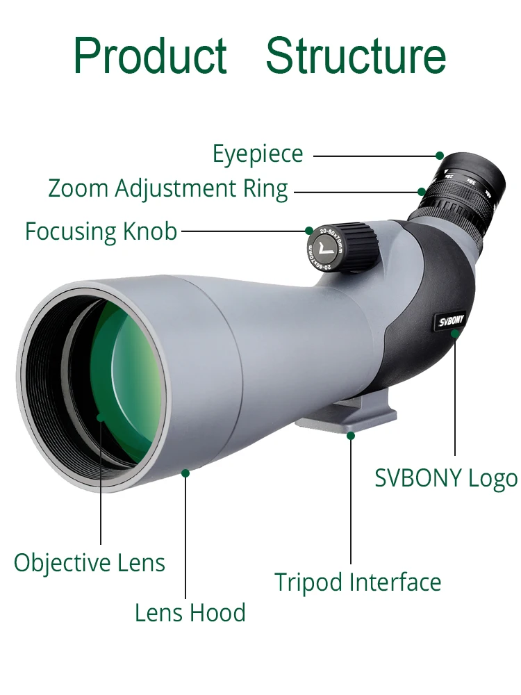 Svbony Зрительная труба 20-60x70/16-48x60 Zoom телескоп BK7 MC+ алюминиевое призмовое покрытие многослойное покрытие объектива изображения яркий прозрачный для охоты, стрельбы, стрельбы из лука, наблюдения за птицами