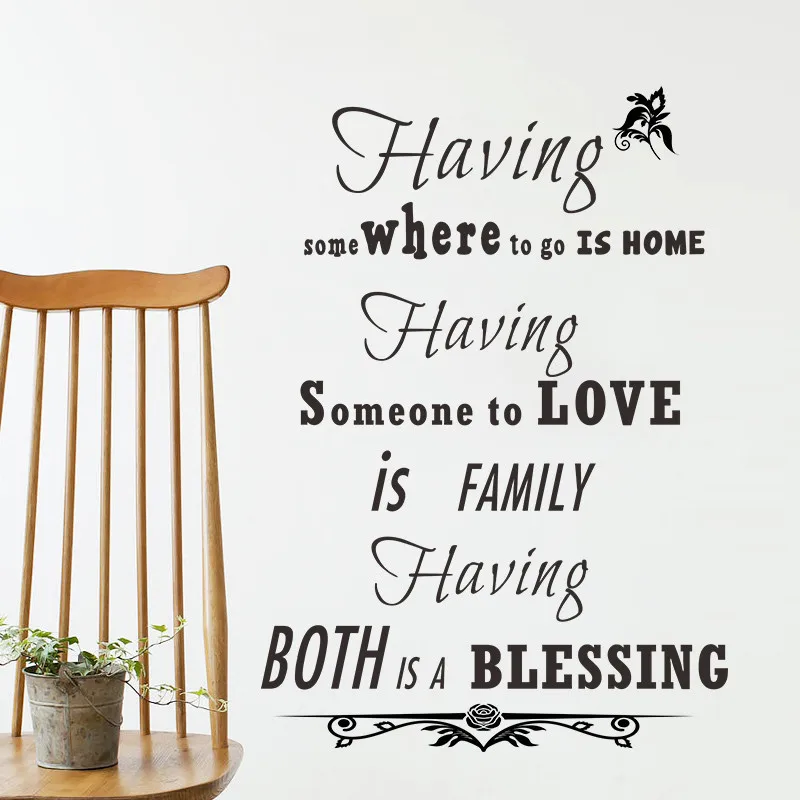 % Having Family Love Blessing Quotes Home Decor Vinyl Wall Stickers Bedroom Living Room Decals Decoration wallpaper | Дом и сад