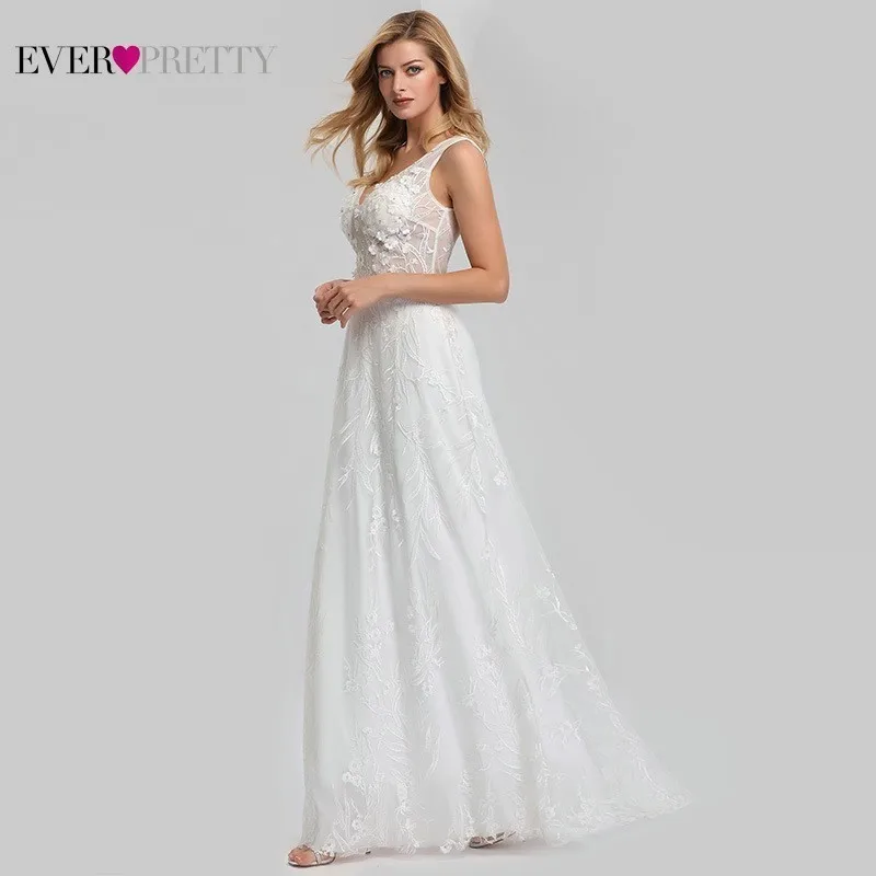 Новое поступление кружевные свадебные платья Ever Pretty Appliques A Line с v образным