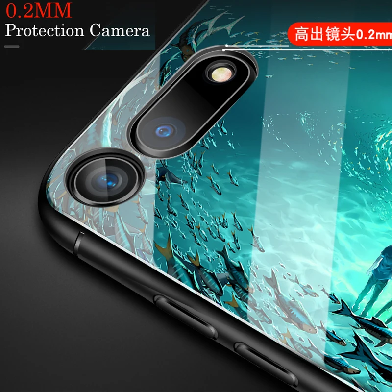 

Luminous Glass Case For Huawei P20 Lite 2019 Nova 5 5i pro 3i P10 Back Cover For Honor 20 Pro 20S V20 play 10 V10 V9 9X 9Lite 7X