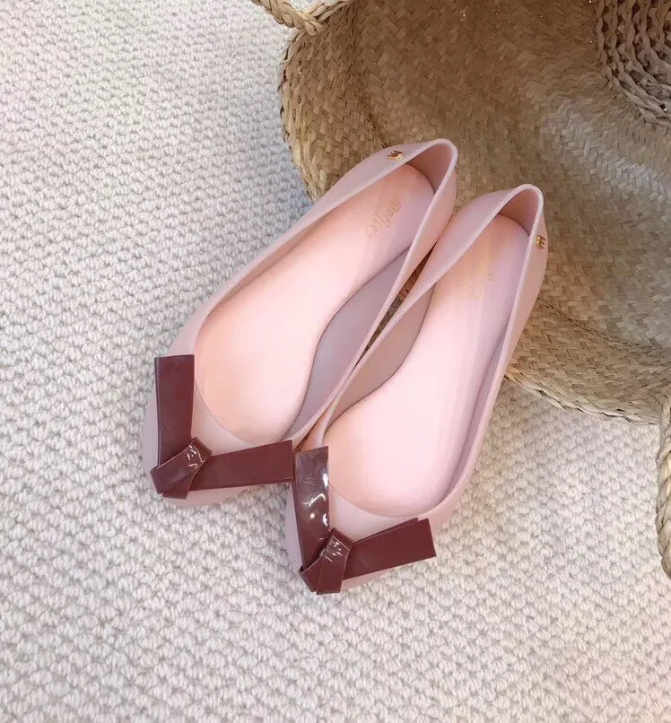 Melissa 2019 летнее Женское гнездо бантом прозрачная туфля расшитые бисером туфли