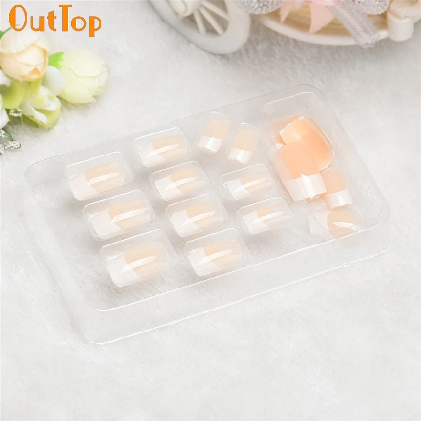 OutTop ColorWomen 24 шт. натуральный дизайн ногтей Полный Французский Типсы искусственная