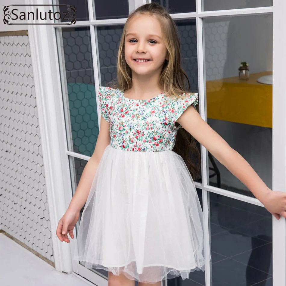 Sanlutoz Flower Girl Dress Tutu Children Clothing Brand Costume for Kids Toddler Party Wedding Princess Summer 2017 | Детская одежда и