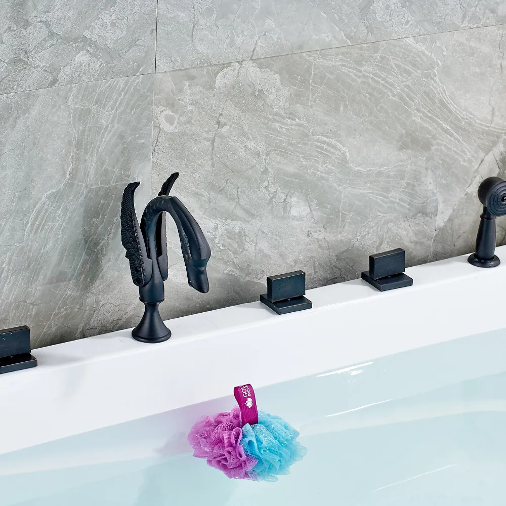 Современный Водопад Носик Лебединое масло прорезиненный Бронзовый Три ручки