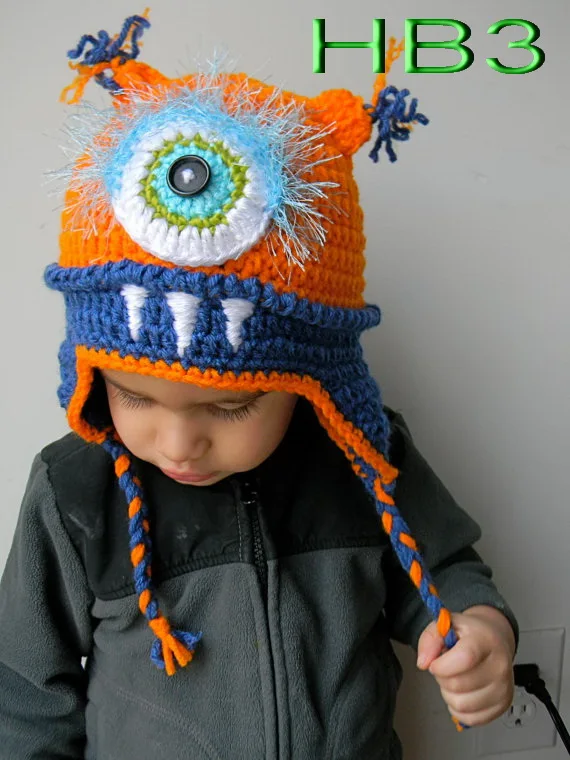 free shipping 100% cotton New Handmade Cyclops BuBu Baby Knit Crochet Hat baby hat photo props Gift | Детская одежда и обувь
