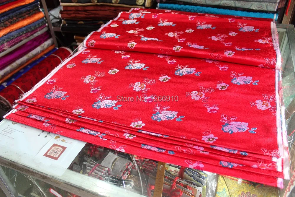 Китайская шелковая парча ткань cheongsam Подушка красная задняя Серебряная пион