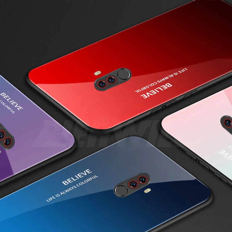 Роскошный Жесткий Чехол для Pocophone F1 чехол из закаленного стекла силиконовая