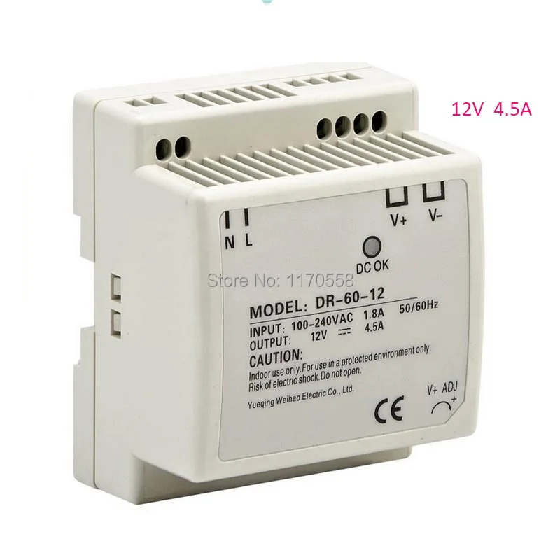 

CE RoHS Certificated 60w 12v Din Rail Switching Power Supply For Industry