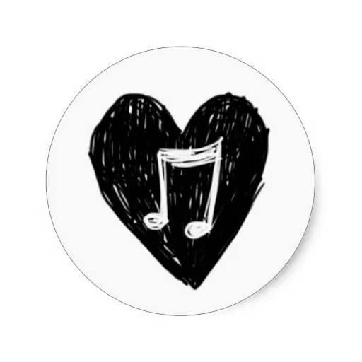 3.8 см Любовь Сердце Музыкальная Нота Каракули Черный на Белом Классический