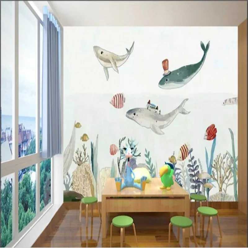 

beibehang Large Custom Wallpapers Mural Painted Underwater World Living Room Bedroom Background Wall 3d wallpaper
