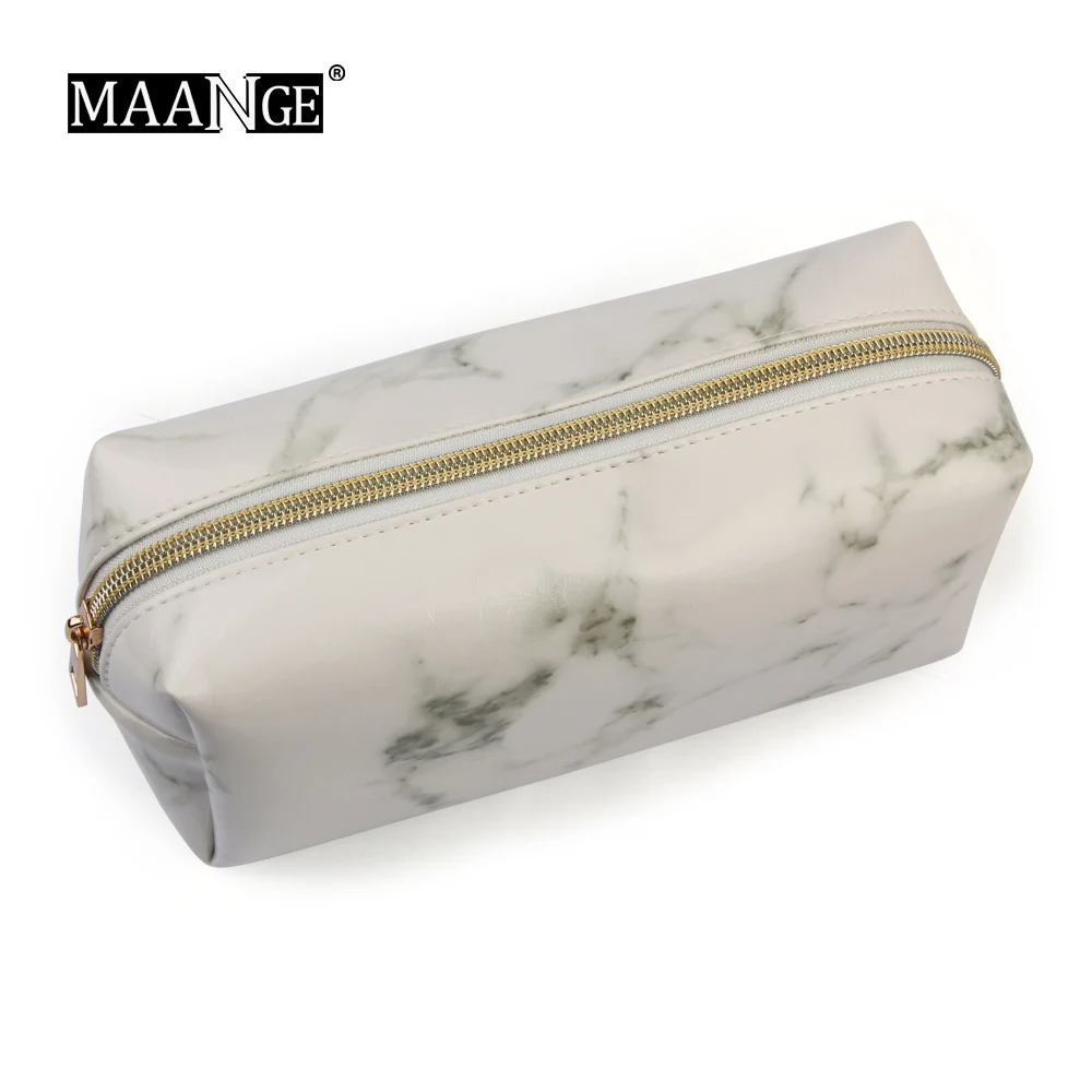 Light Gold Мраморный Макияж сумка туалетный карандаш Канцелярский кошелек косметичка студенческий чехол для путешествий косметические инструменты женская мода - Цвет: Light Gold