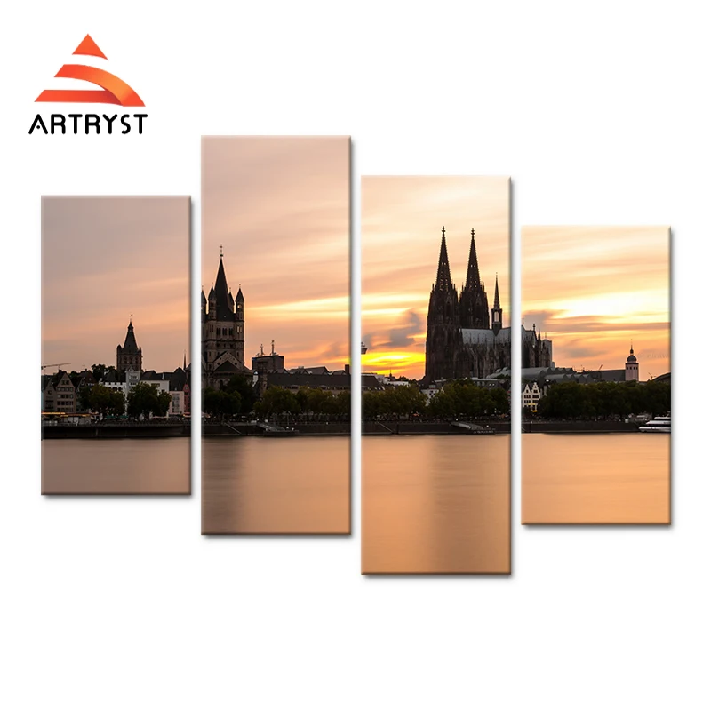 Современный домашний декор Artryst 4 шт. Германия одеколон рисунок на реке холсте HD