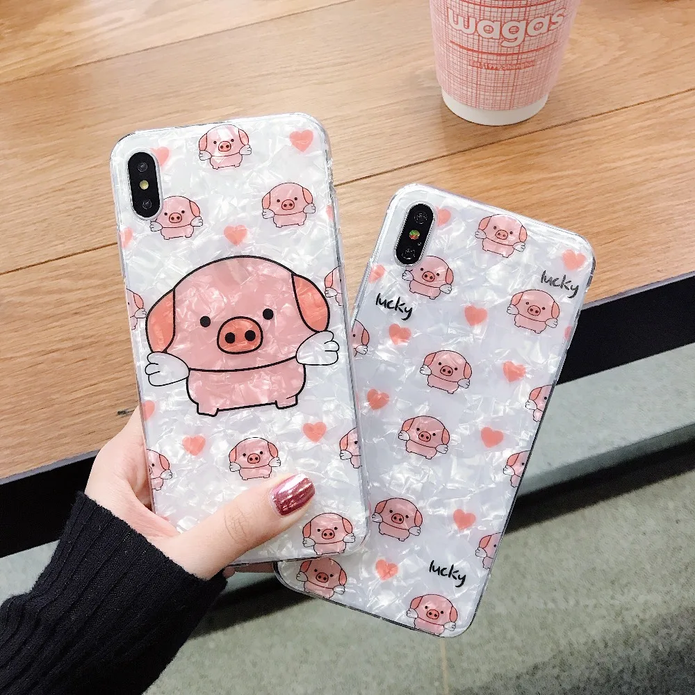 Милый блестящий чехол с рисунком поросенка для телефона iPhone 7 8 Plus чехлы XR XS Max 6 S