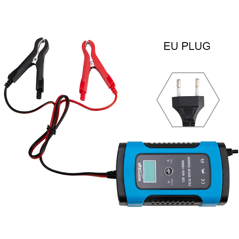 EU Plug Полностью автоматическое автомобильное зарядное устройство 110 В до 220 В до 12 В 6 А интеллектуальная Быстрая зарядка влажная сухая свинцово-кислотная цифровая ЖК-дисплей - Цвет: EU Plug