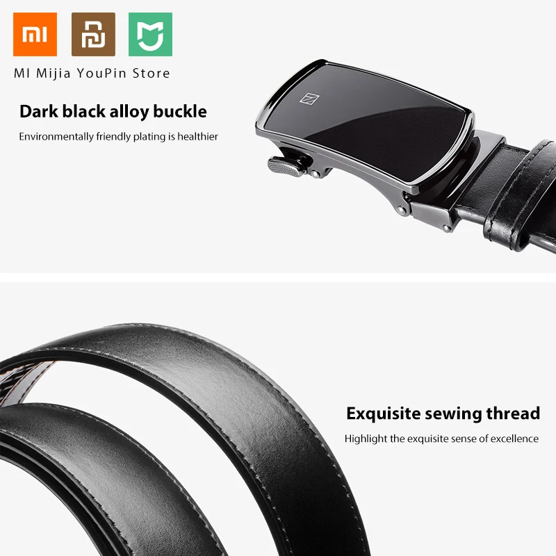 Мужской ремень из натуральной кожи Xiaomi Qimian ЧЕРНЫЙ Итальянский автоматический