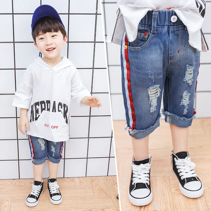 Boys Ripped holes Jeans Baby Girls Kids Denim Pants 3-10Y Casual Children's denim Trousers | Детская одежда и обувь