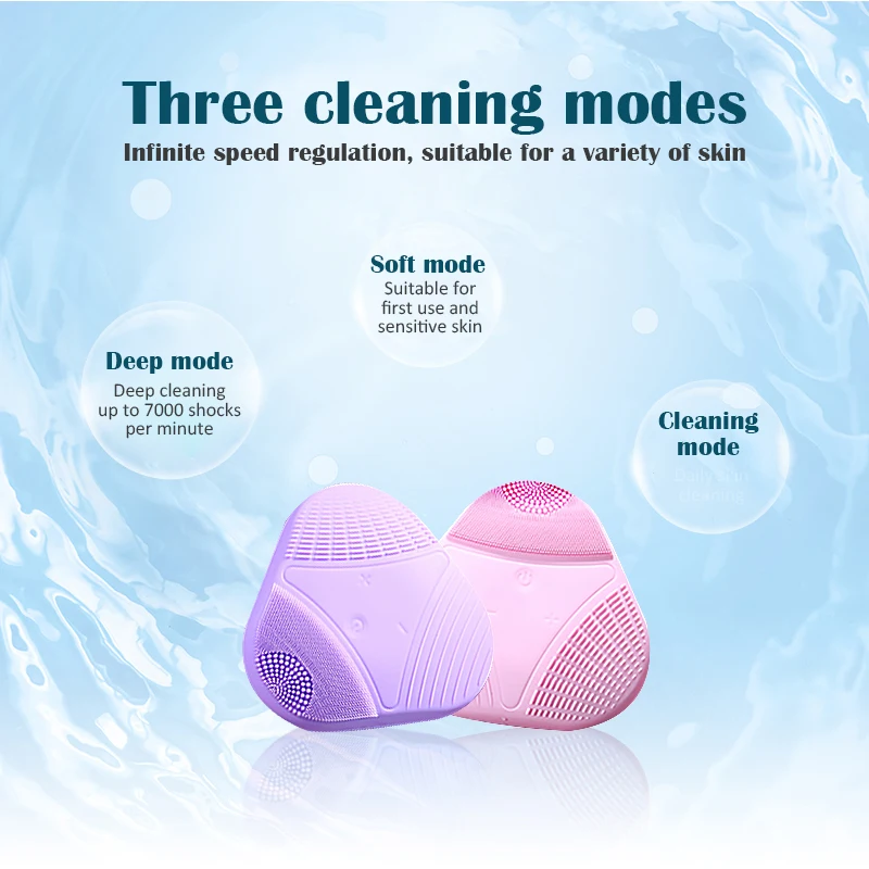 4 вида цветов трёхстороннего ухода Мини электрическая силиконовая щетка для лица