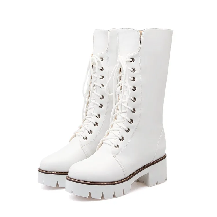 Г., Botas Mujer, большие размеры 34-43, брендовые Дизайнерские Сапоги выше колена на толстой подошве, на платформе, облегающие, длинные, зимние, Осенние, X81-6