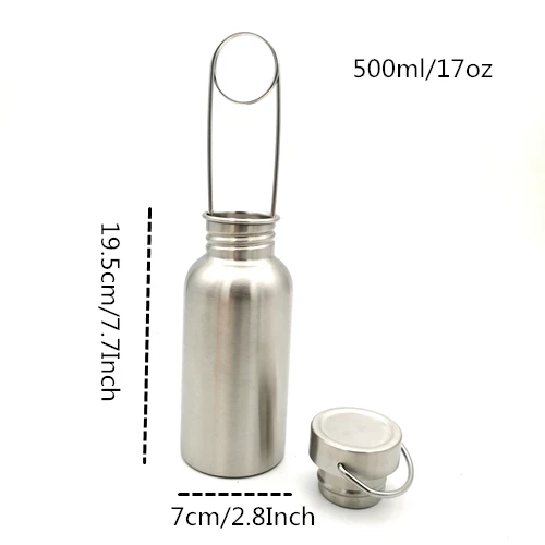 500ml VILEAD бушкрафт бутылка для воды с крюком из нержавеющей стали Колба с широким горлом банка герметичная для кемпинга пикника пешего туризма 350/500/750 мл - Цвет: 500ml