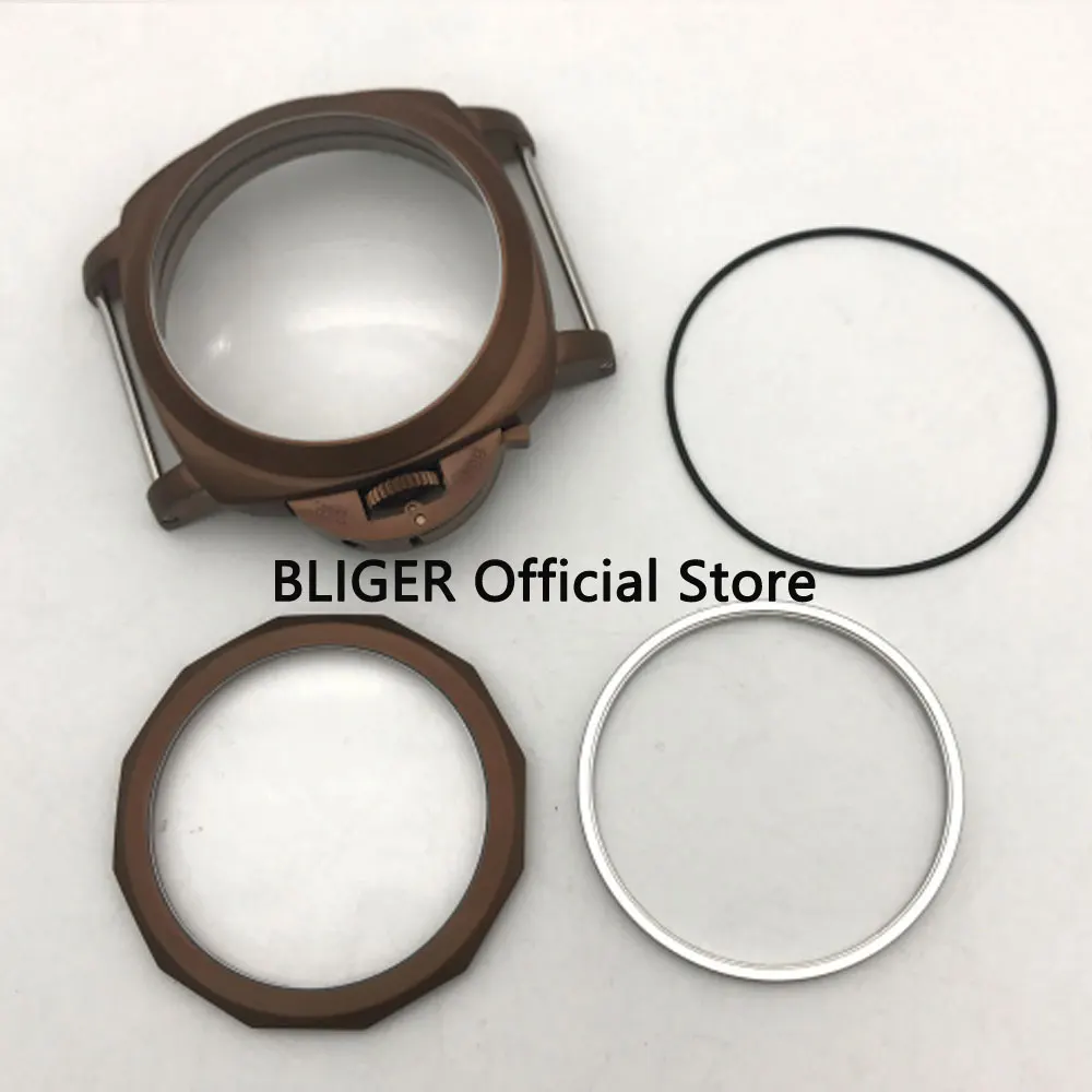 Чехол для часов BLIGER 47 мм из нержавеющей стали 316L с кофейным покрытием, подходит для ETA 6497 6498 ST 3600 3620 механизм с ручным заводом BC78