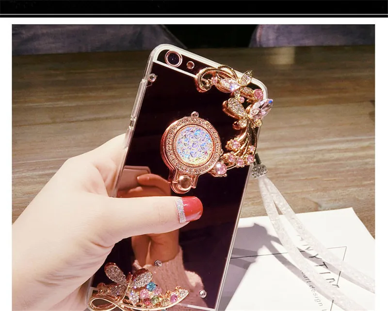 Case Diamond Rhinestone Mirror Phone Cover For Huawei Honor 8 9 10 20 Lite V10 V20 7X 8X 9X Nova2 3 4 Ring Stand Finger Holder |