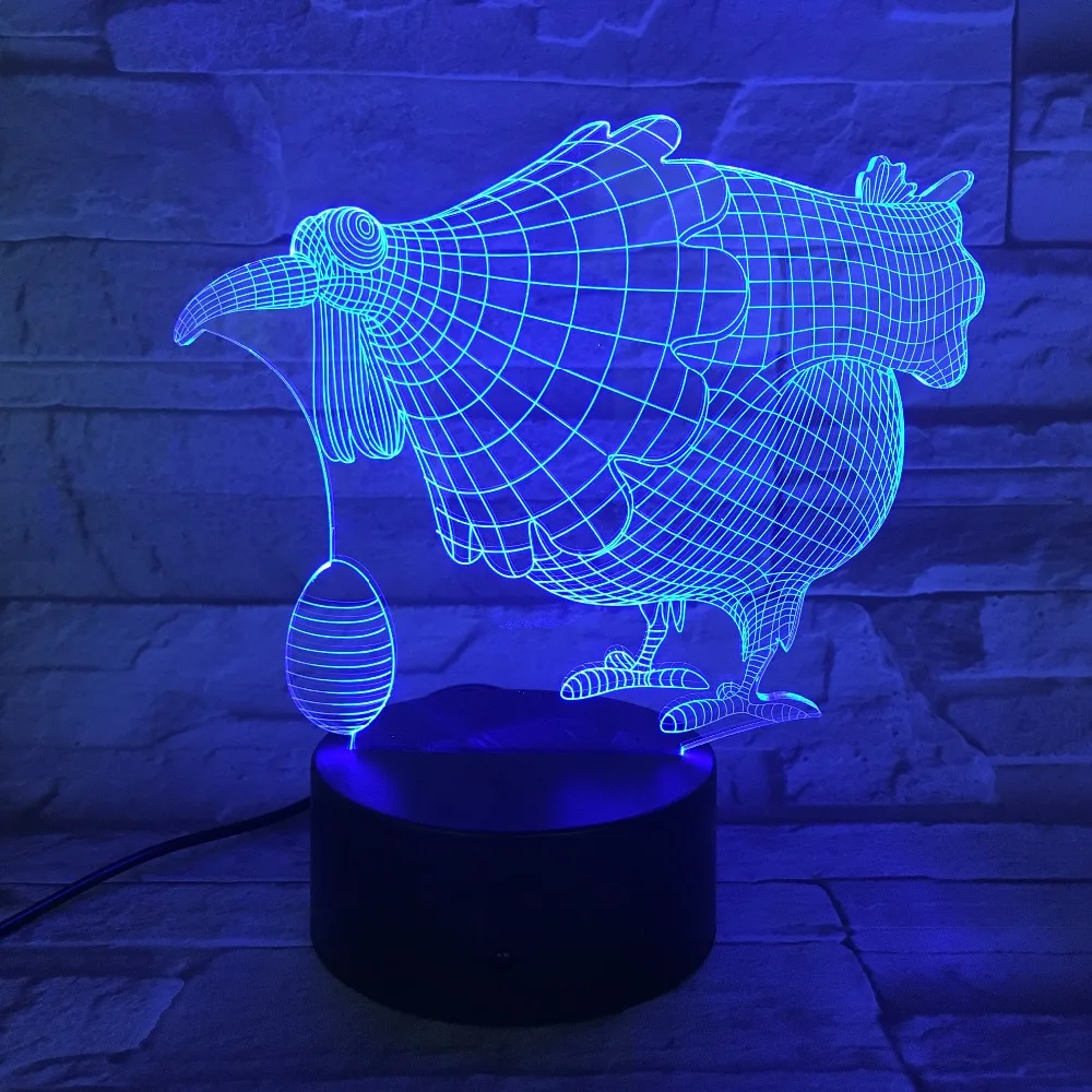 3D лампа Оптическая иллюзия 7 красочная настольная лампа куриное яйцо светодиодный ночник с гравировкой акриловый ночник ремесла дети GX804