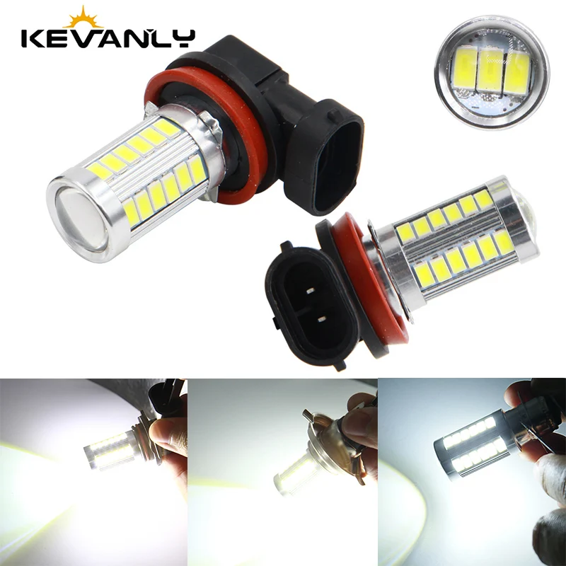Kevanly 1 шт. автомобильный противотуманный фонарь H8 H11 Led 9005 Hb3 9006 Hb4 H4 H7 1157 P13w H16 5630 33SMD дневные ходовые огни светильник поворот Парковка лампы