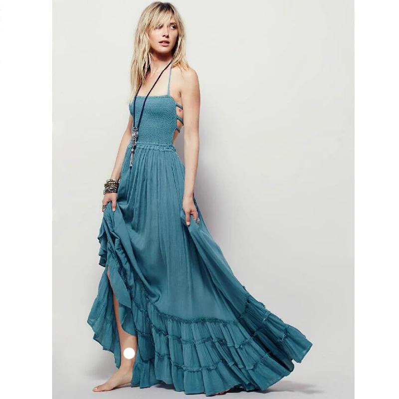 Богемное летнее черное платье макси без бретелек с открытой спиной|maxi dress|beach