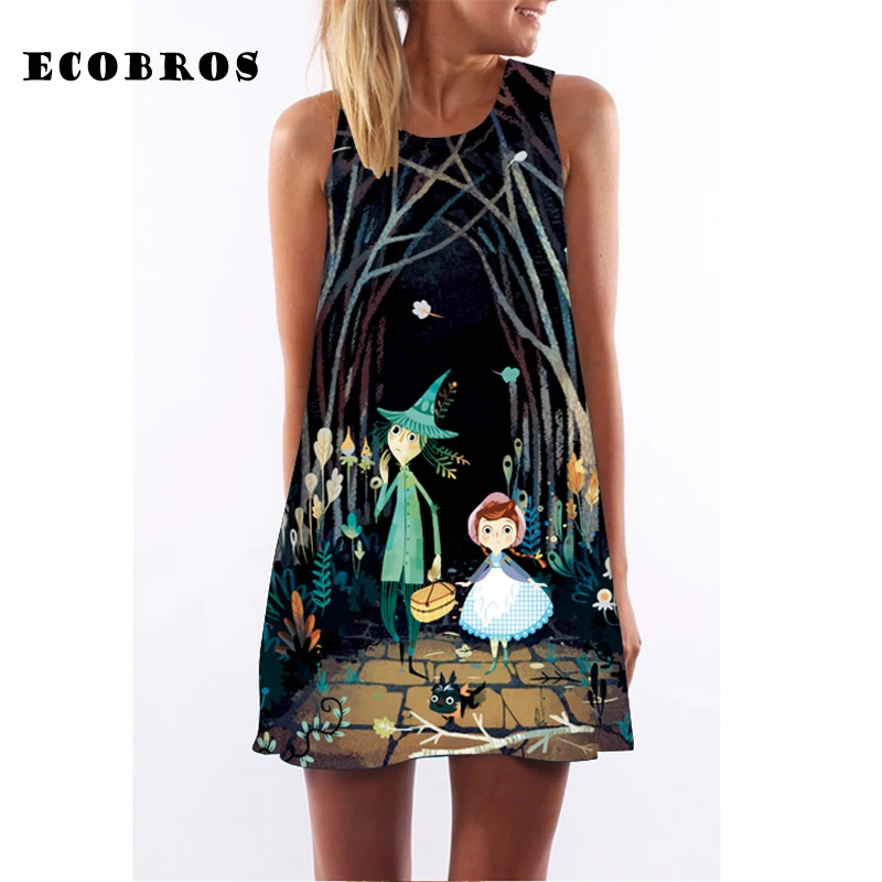 ECOBROS 2019 женское летнее платье повседневные свободные мини платья без рукавов с