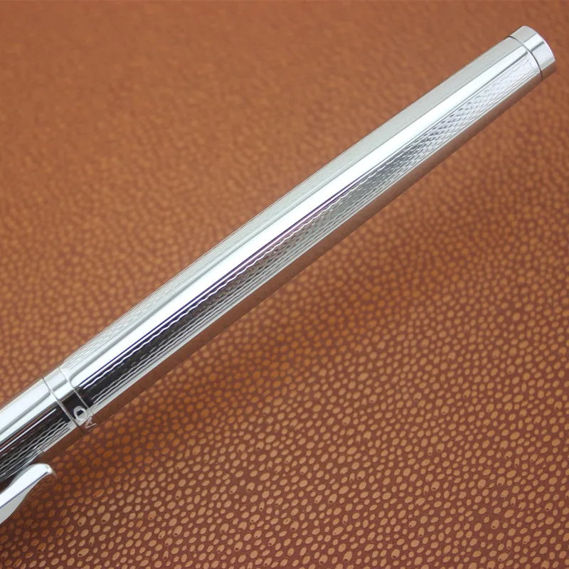 Роскошная брендовая перьевая ручка Jinhao из платиновой стали с серебристым металлическим наконечником с капюшоном для офиса и школы